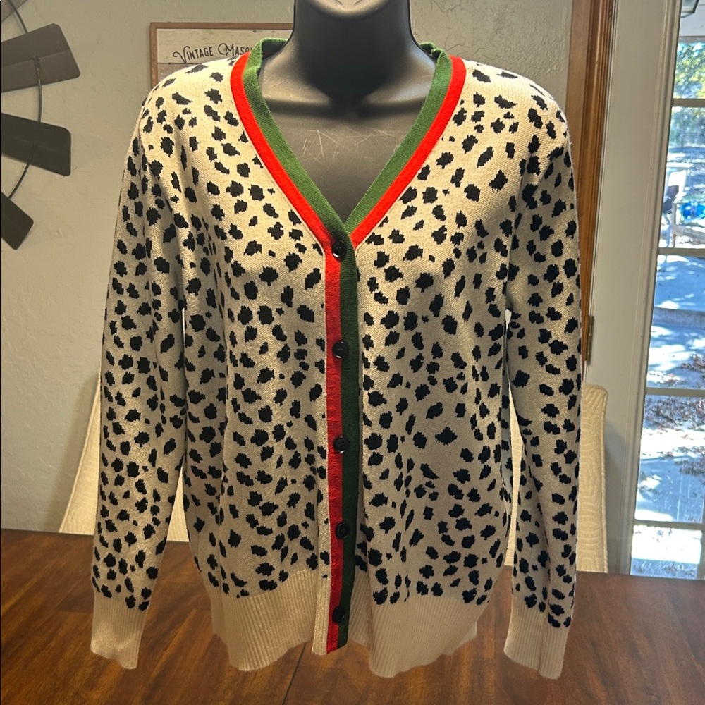 Leopard Print V-Neck Cardigan Sweater